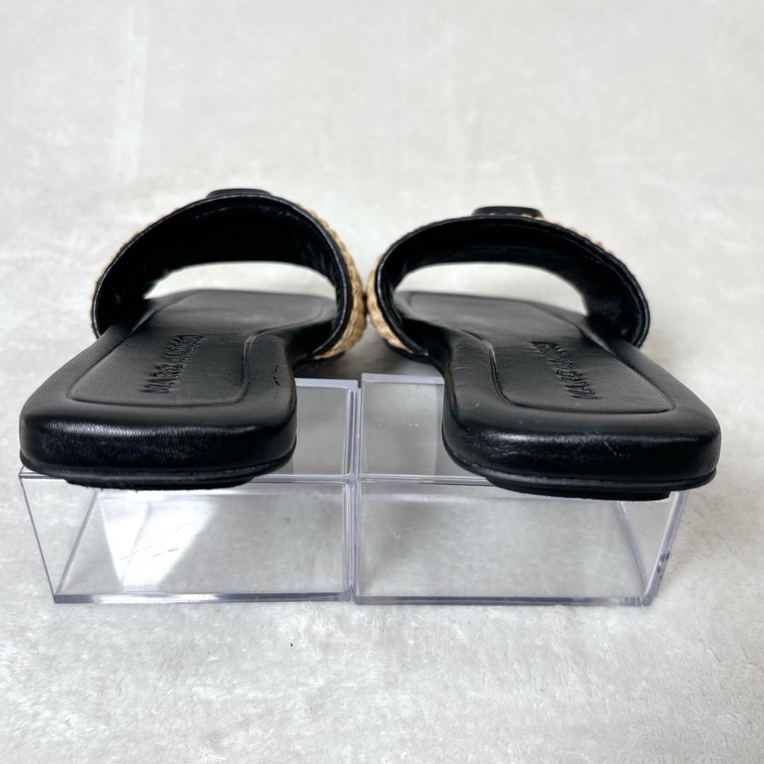 【美品】MARC JACOBS ラフィア サンダル 黒 35 レディース 靴