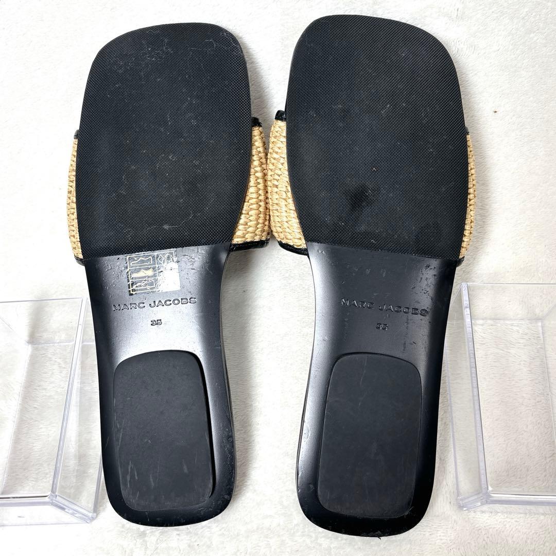 【美品】MARC JACOBS ラフィア サンダル 黒 35 レディース 靴
