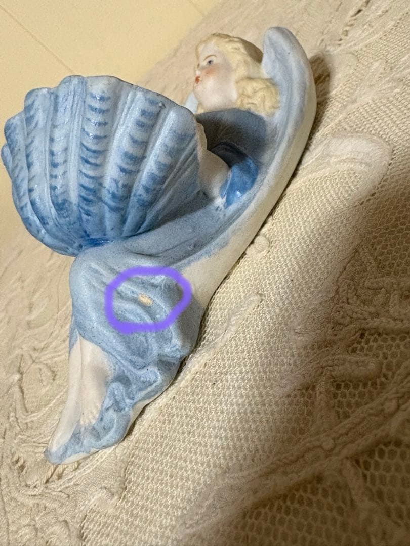 フランスアンティーク　ビスク　天使の聖水盤　壁掛け