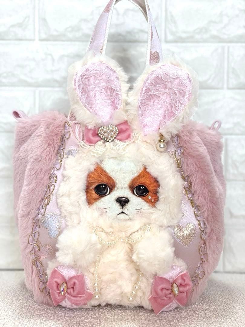 あ*き様 コヤンイサムチョン　ハンドメイド　ファーバッグピンク　アンコちゃん　白