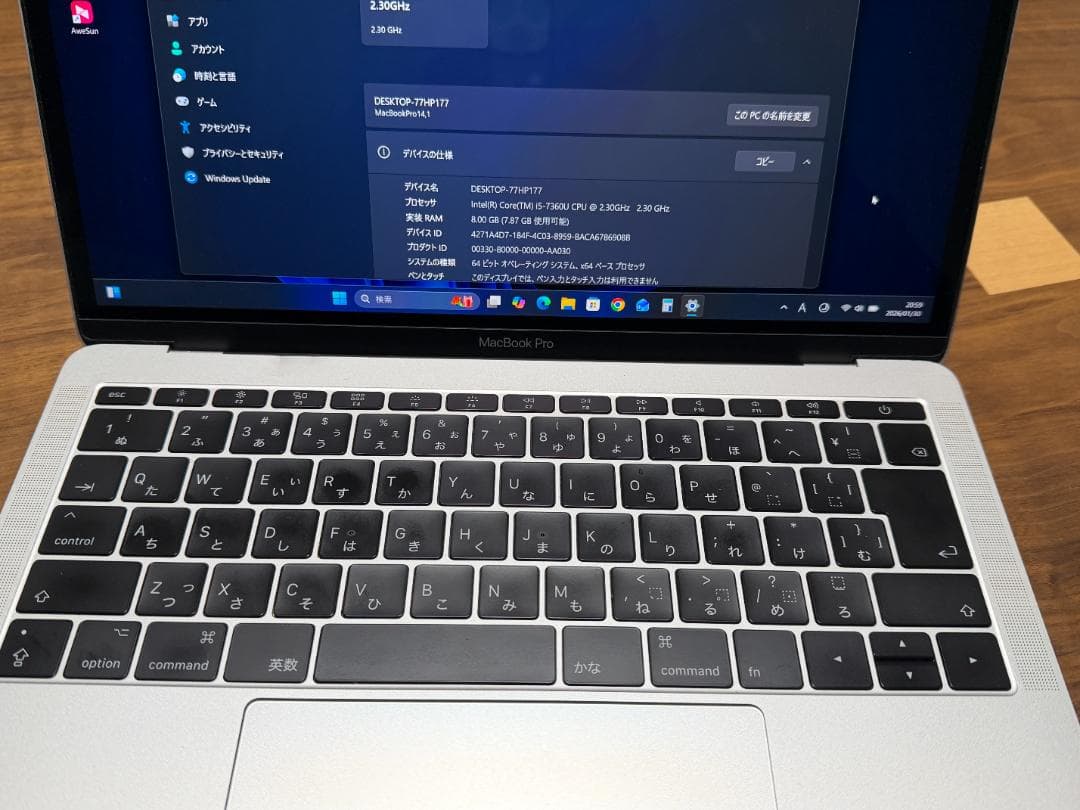 MacBook本体 MacBook Pro 2017 256GB Windows11,MacOS