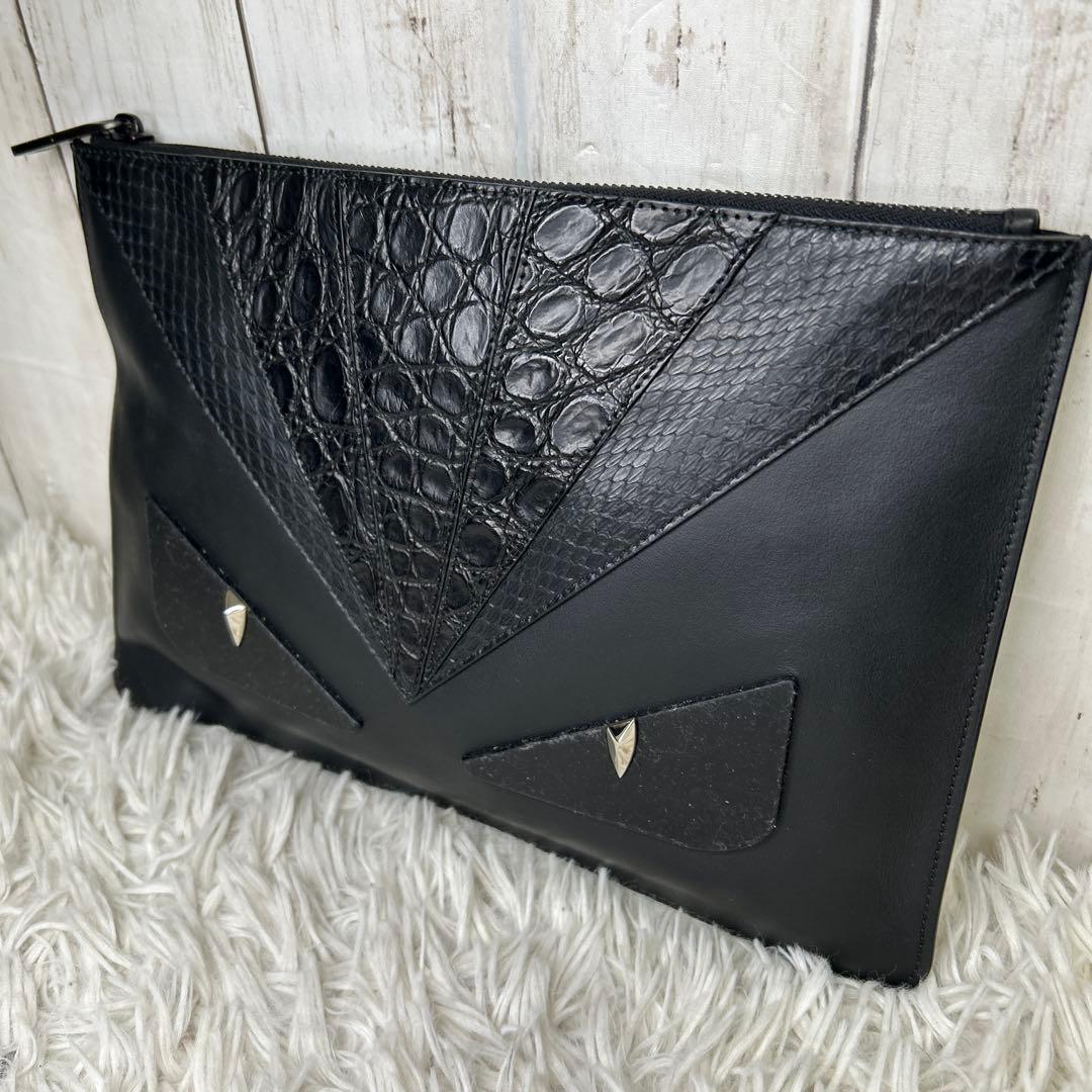 FENDI クラッチバッグ モンスター セカンドバッグ　バグズ　　レザー