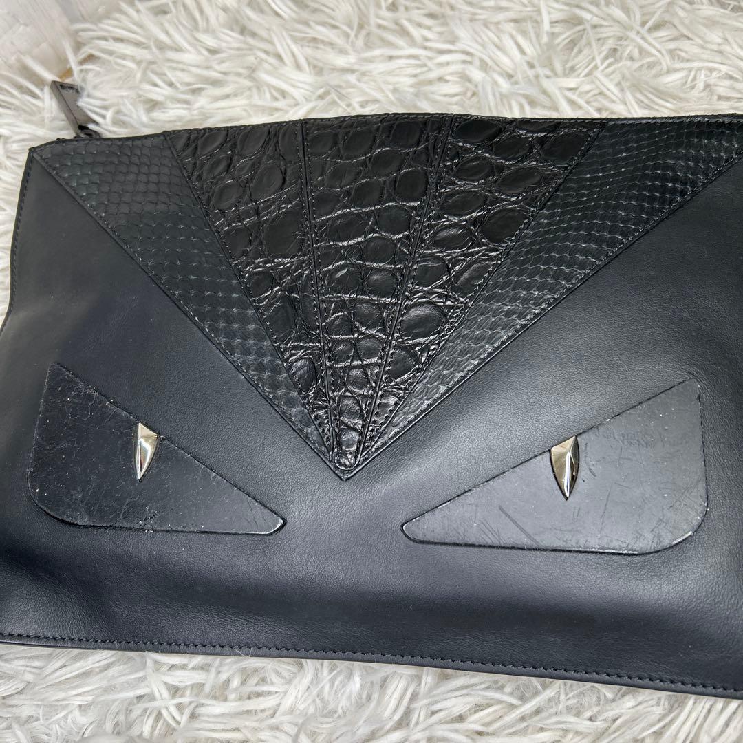 FENDI クラッチバッグ モンスター セカンドバッグ　バグズ　　レザー