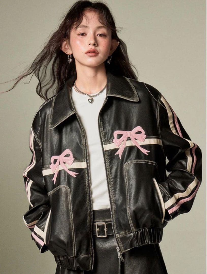 DIDDI MODA リボン レザージャケット Mサイズ バレエコア y2k