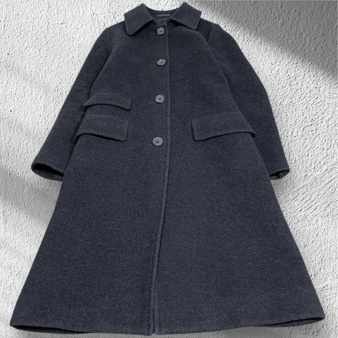 美品　マーガレットハウエル ロングコート ステンカラーコート カシミヤ混 M