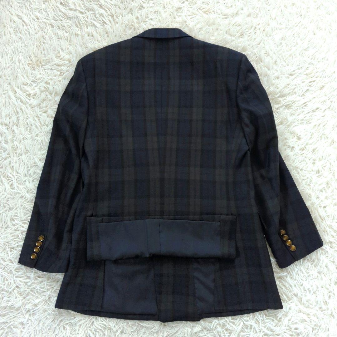 アクアスキュータム ダブルブレスト ブラックウォッチ 金ボタン カシミヤ混 М