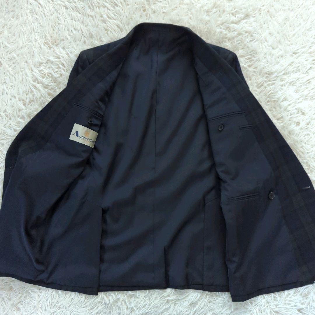 アクアスキュータム ダブルブレスト ブラックウォッチ 金ボタン カシミヤ混 М