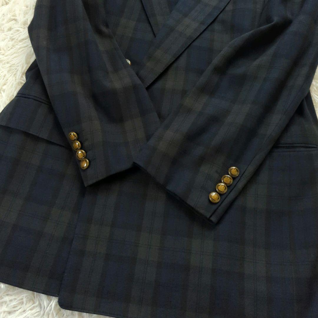 アクアスキュータム ダブルブレスト ブラックウォッチ 金ボタン カシミヤ混 М