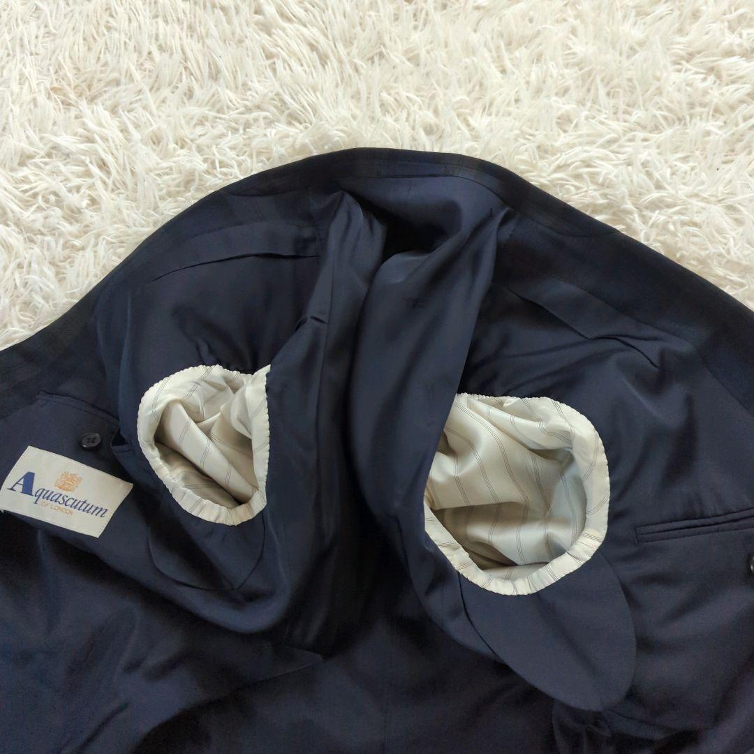 アクアスキュータム ダブルブレスト ブラックウォッチ 金ボタン カシミヤ混 М