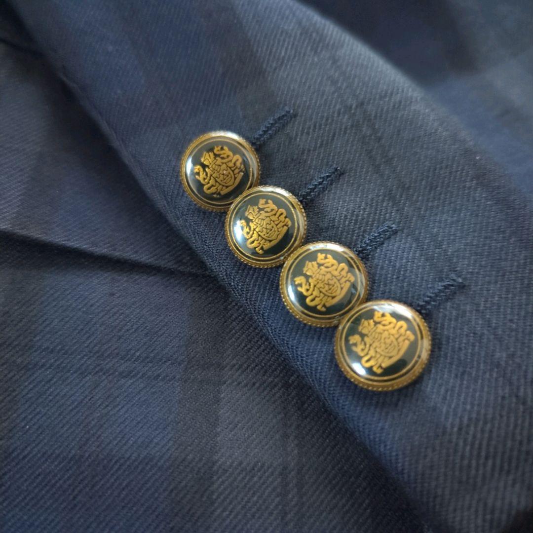 アクアスキュータム ダブルブレスト ブラックウォッチ 金ボタン カシミヤ混 М