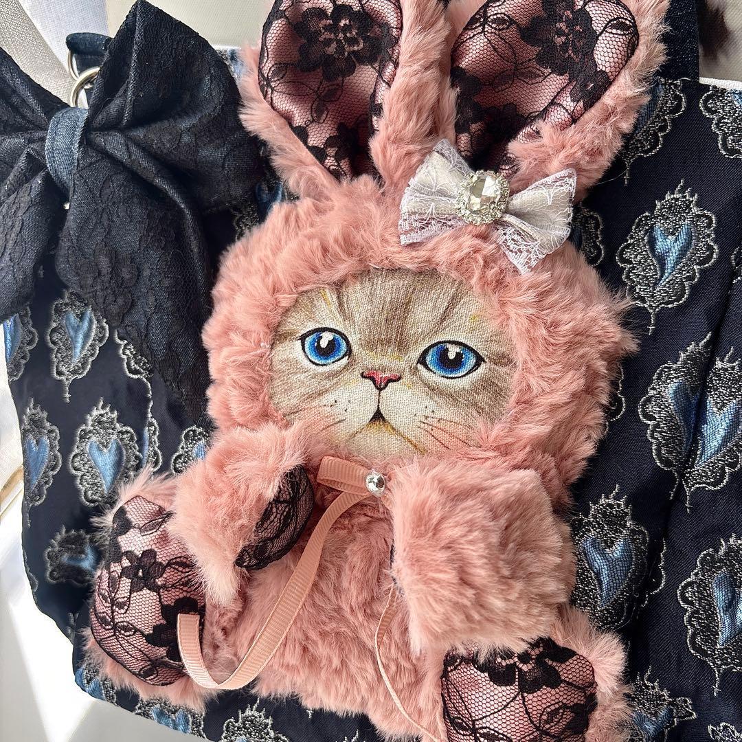 m*e様 コヤンイサムチョン　ルミちゃん　バック　艶ハート　ネイビー　ピンクファ