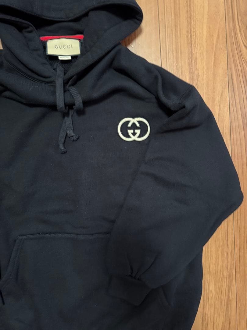 GUCCI グッチ ブラック GGマークフード付きパーカー 黒 XS