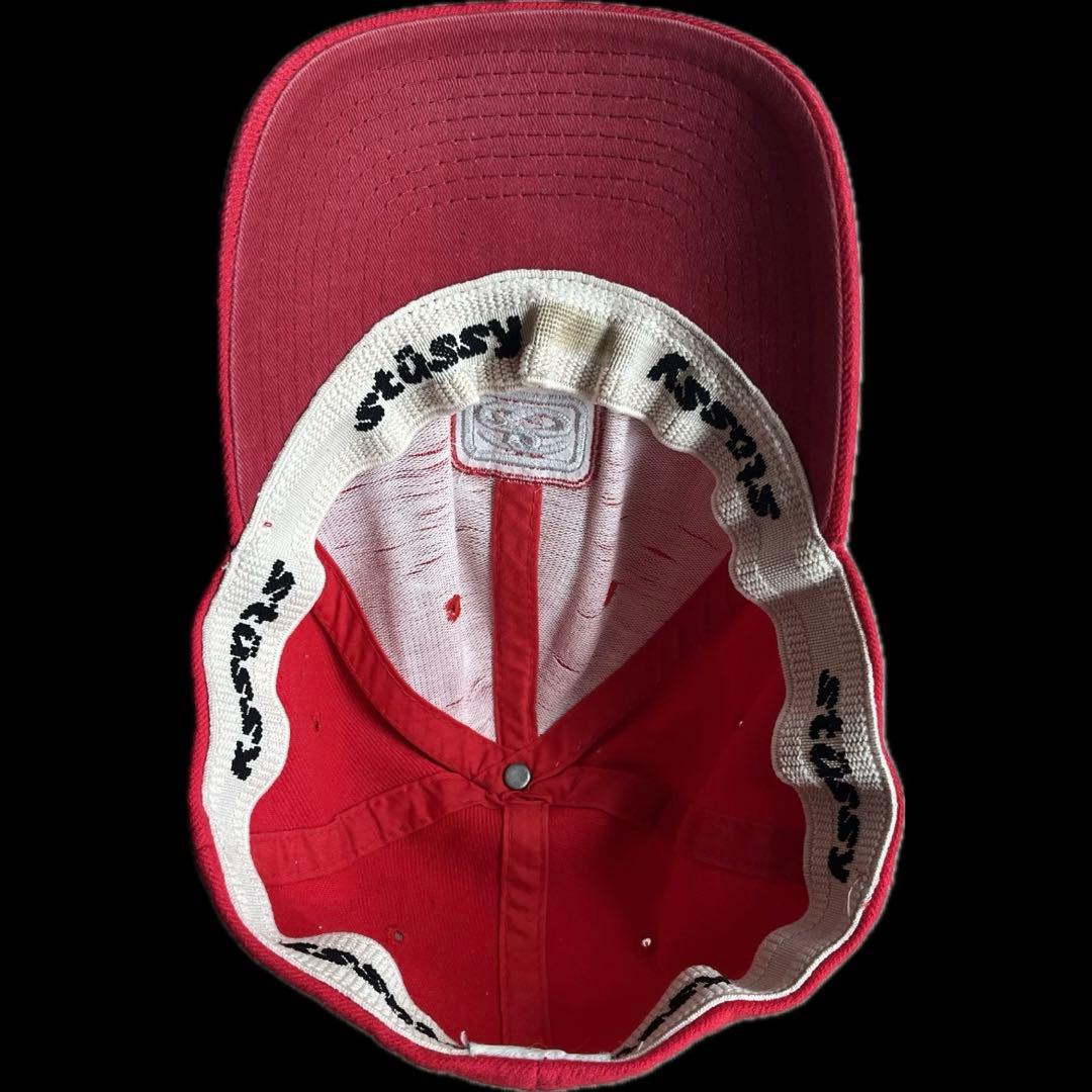 “SSリンク刺繍” old stussy 6パネルキャップ 白タグ USA製