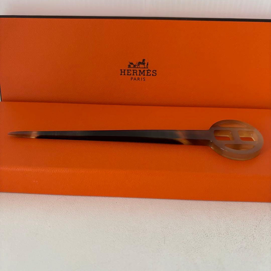 ＊未着用・新品＊ HERMES バッファローホーン 簪 / かんざし Hロゴ