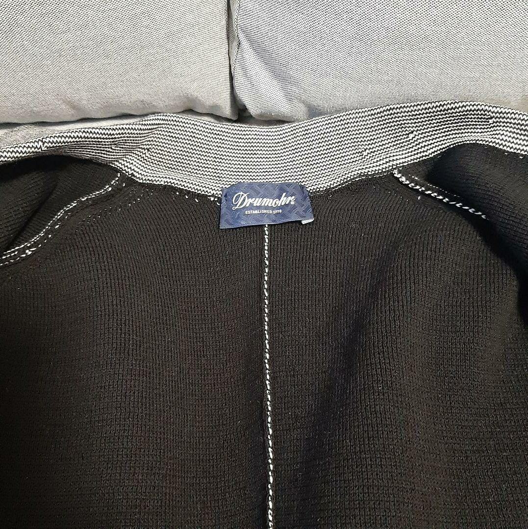 【新品未使用】Drumohr ドルモア コットンニットジャケット 44 黒×白