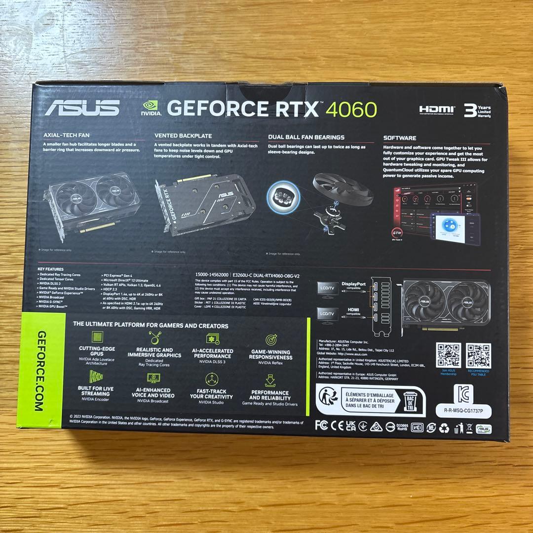 グラフィックボード・グラボ・ビデオカード ASUS GeForce RTX 4060 8GB