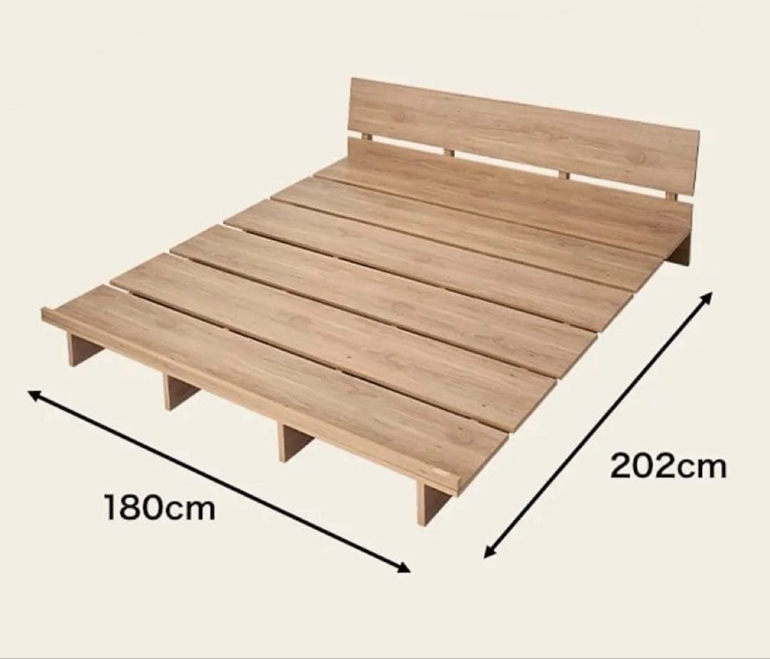 LOWYA ベッドフレーム ロータイプ クイーン シャビーナチュラル