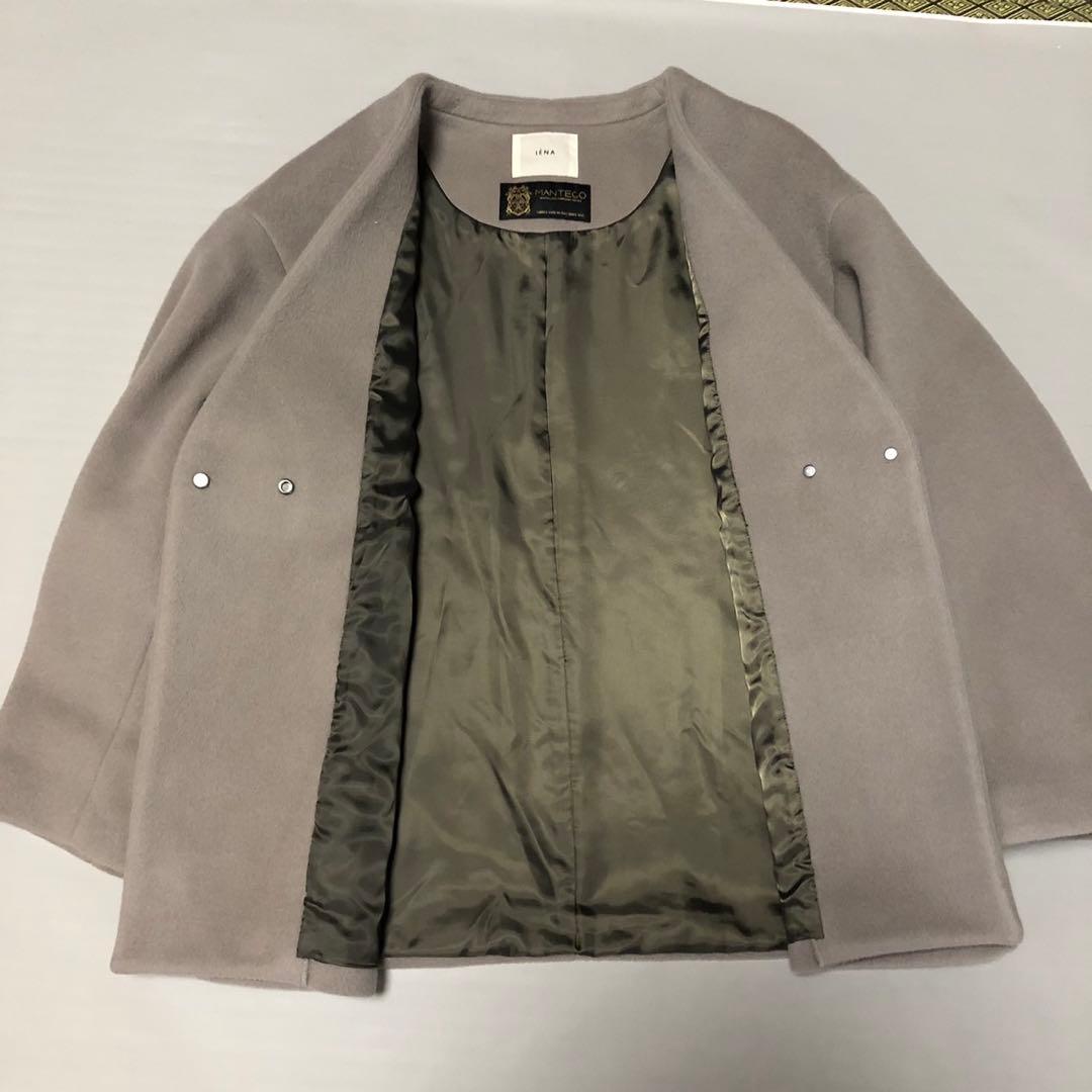 イエナ マンテコ ノーカラーショートコート 近年モデル グレージュ　38