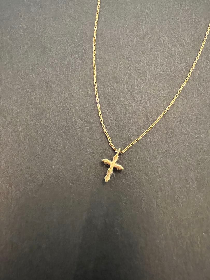 agete アガット K18 ダイヤモンド クロスネックレス 0.03ct