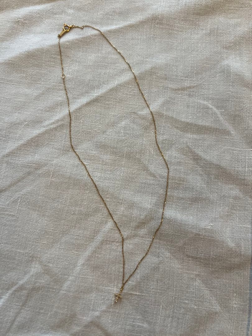 agete アガット K18 ダイヤモンド クロスネックレス 0.03ct