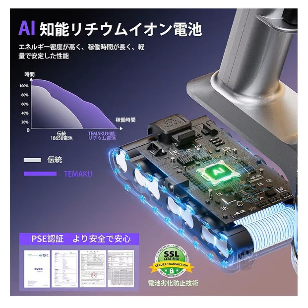 掃除機 コードレス　2026年モデル　90KPa超強力吸引　サイクロン　軽量