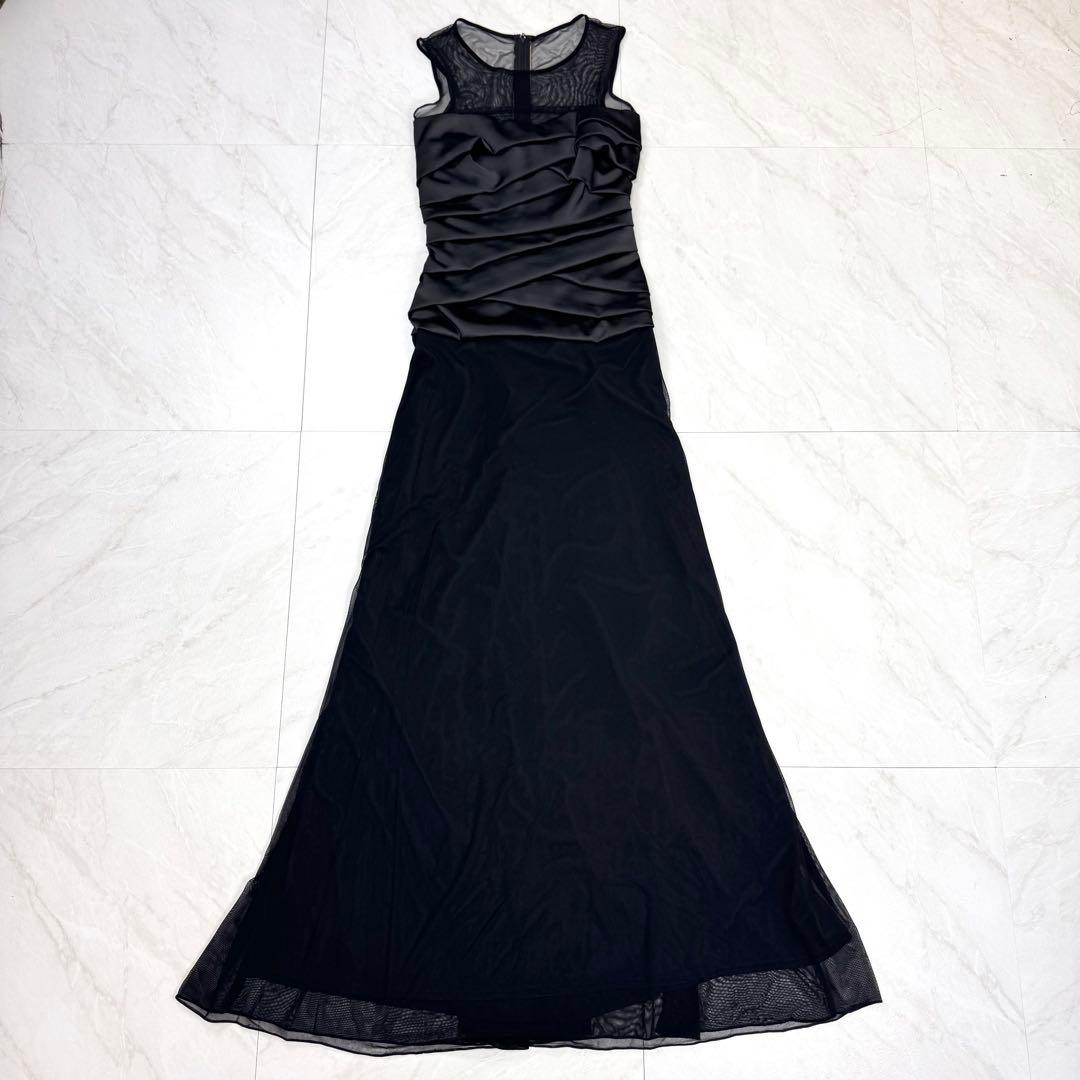 美品 タダシショージ マキシドレス レース ドレープ ロングワンピース 黒