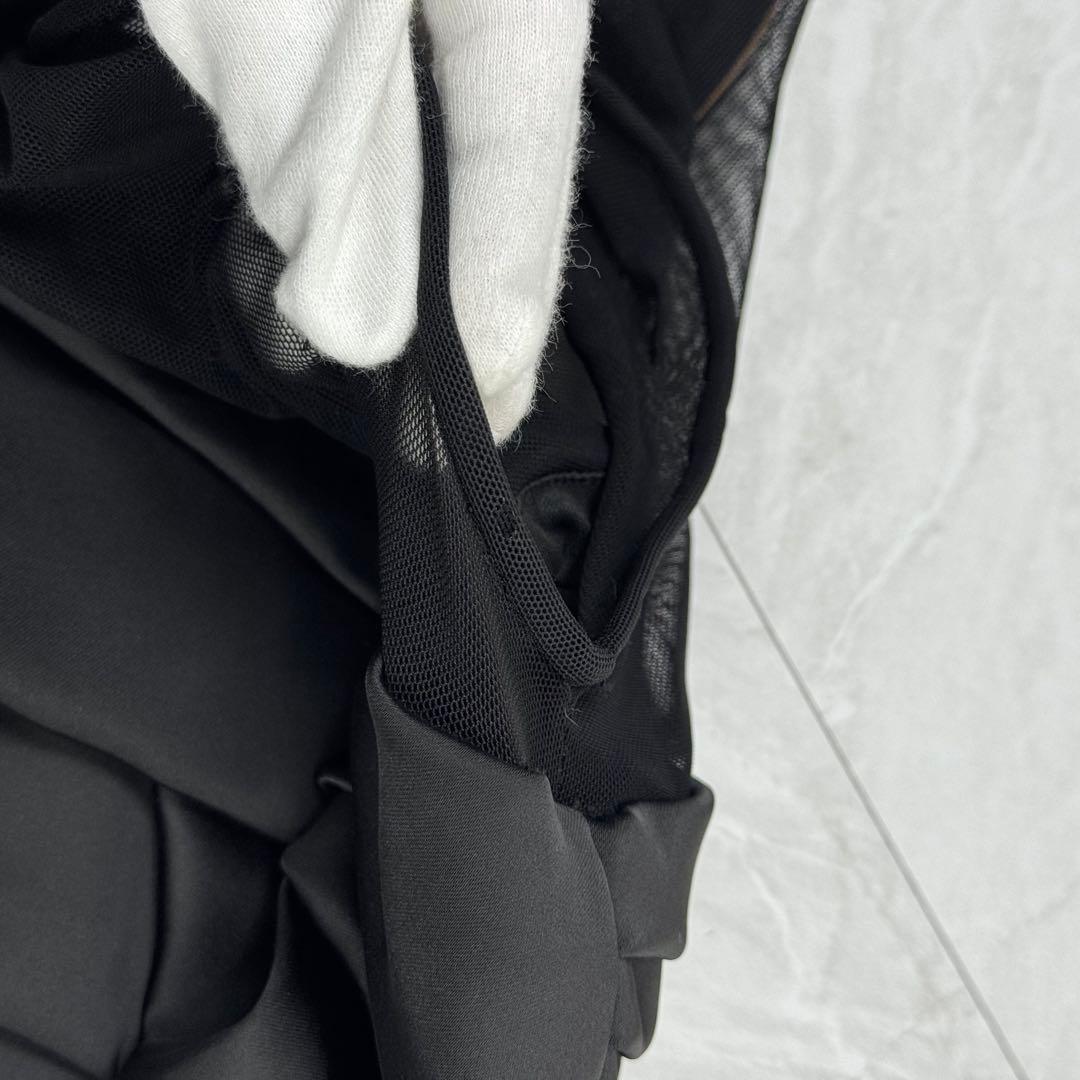 美品 タダシショージ マキシドレス レース ドレープ ロングワンピース 黒