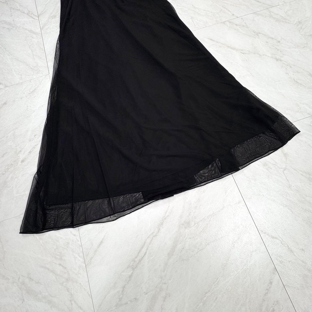 美品 タダシショージ マキシドレス レース ドレープ ロングワンピース 黒