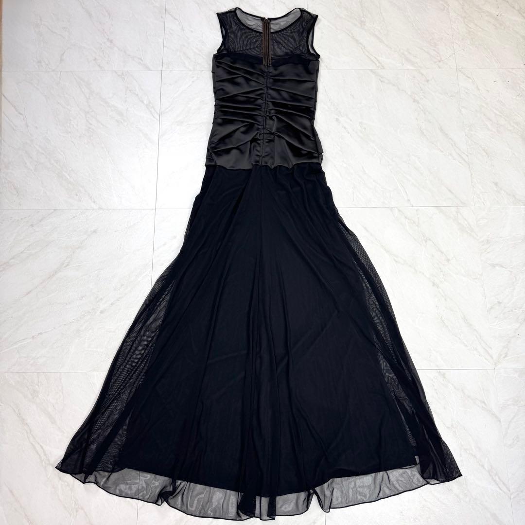 美品 タダシショージ マキシドレス レース ドレープ ロングワンピース 黒