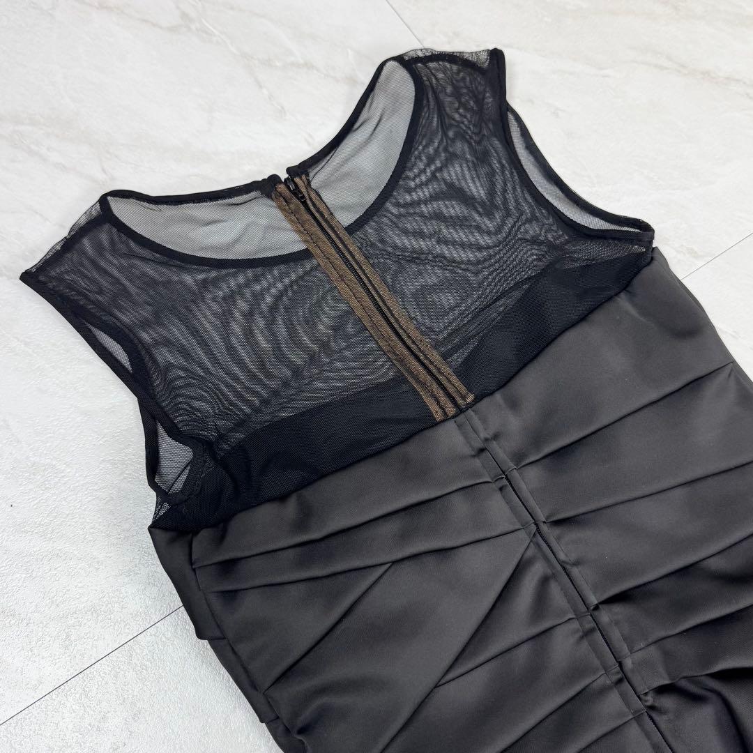 美品 タダシショージ マキシドレス レース ドレープ ロングワンピース 黒