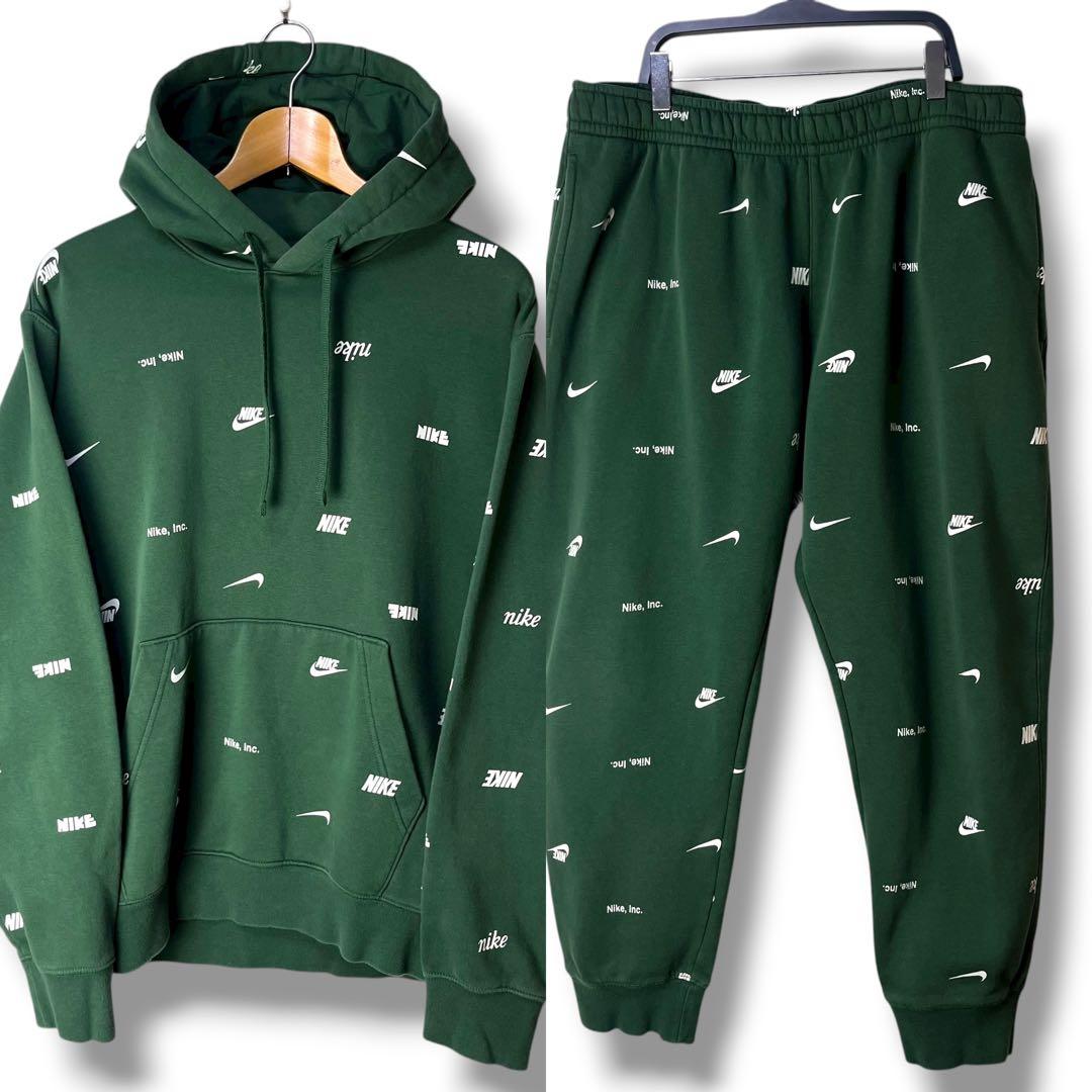 NIKE ナイキ スウェットセットアップ 上下セット スウッシュロゴ総柄 XL