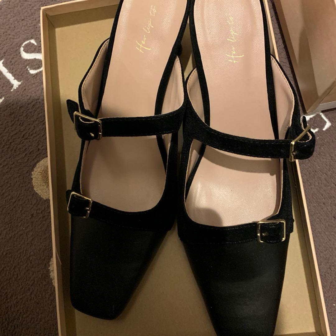 Herlipto Mademoiselle Mules ブラック37 小嶋陽菜