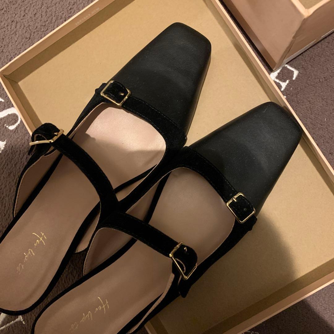 Herlipto Mademoiselle Mules ブラック37 小嶋陽菜