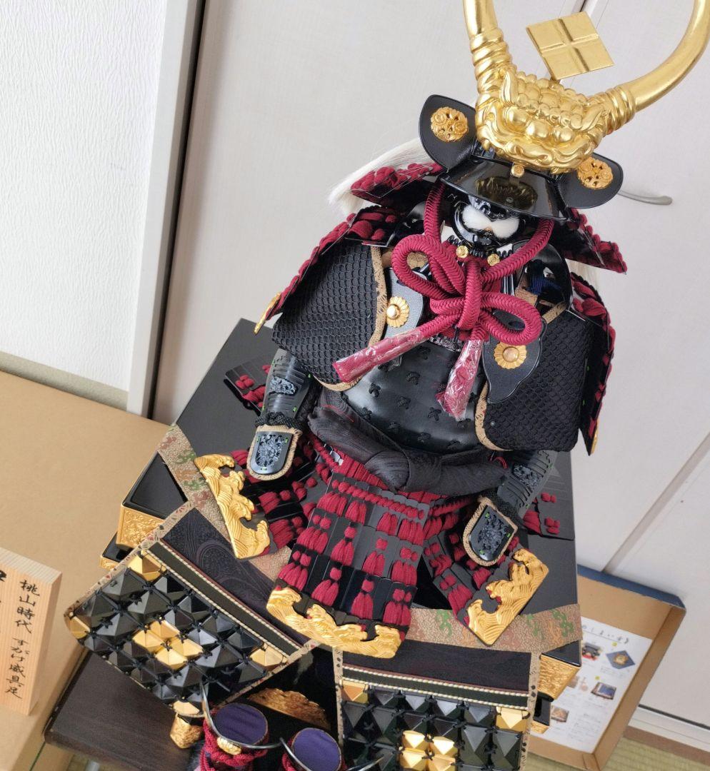 美品　平安　豊久作　伊予札胴丸鎧　武田信玄　鎧兜　飾り　大型　台座　収納箱