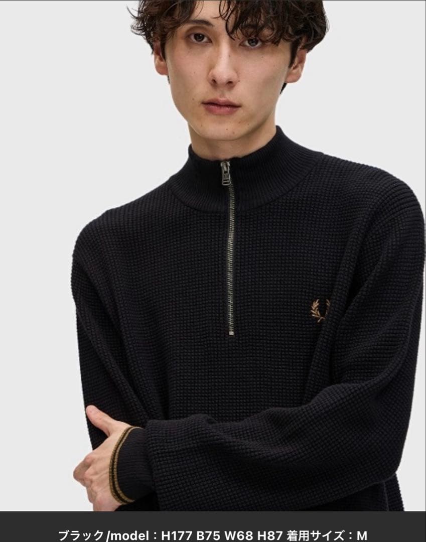 トップス FRED PERRY Waffle Stitch Half Zip Jumper
