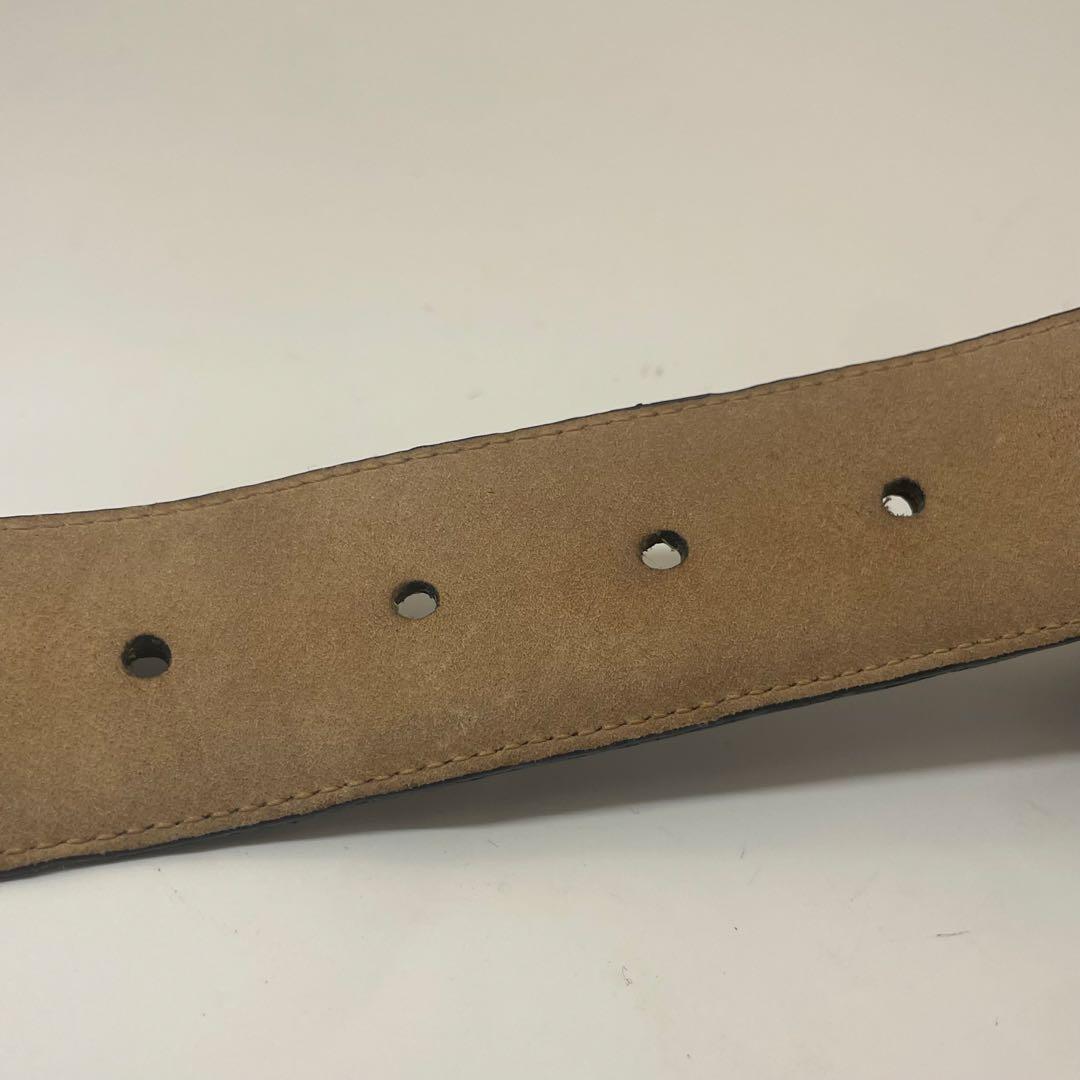 CELINE ✨セリーヌ クロコダイル風　レザー ベルト 馬車金具 ゴールド