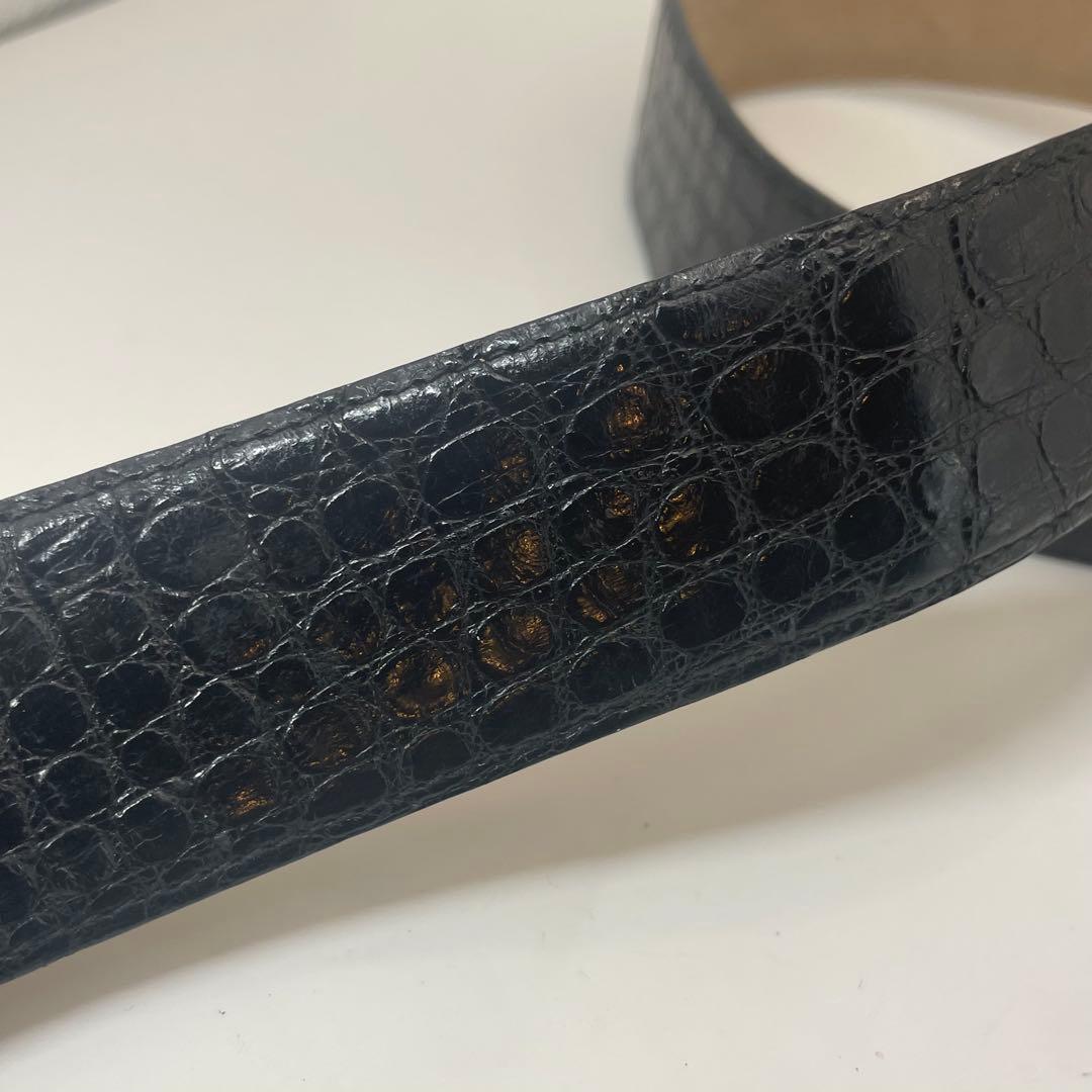 CELINE ✨セリーヌ クロコダイル風　レザー ベルト 馬車金具 ゴールド