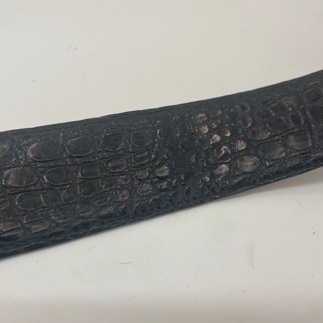 CELINE ✨セリーヌ クロコダイル風　レザー ベルト 馬車金具 ゴールド