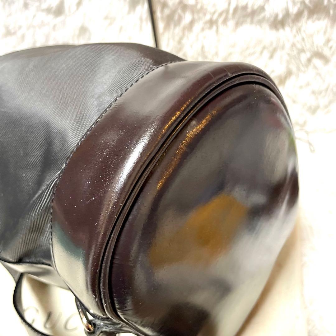 GUCCI バンブー ボディバッグ ワンショルダー 巾着 エナメル ナイロン