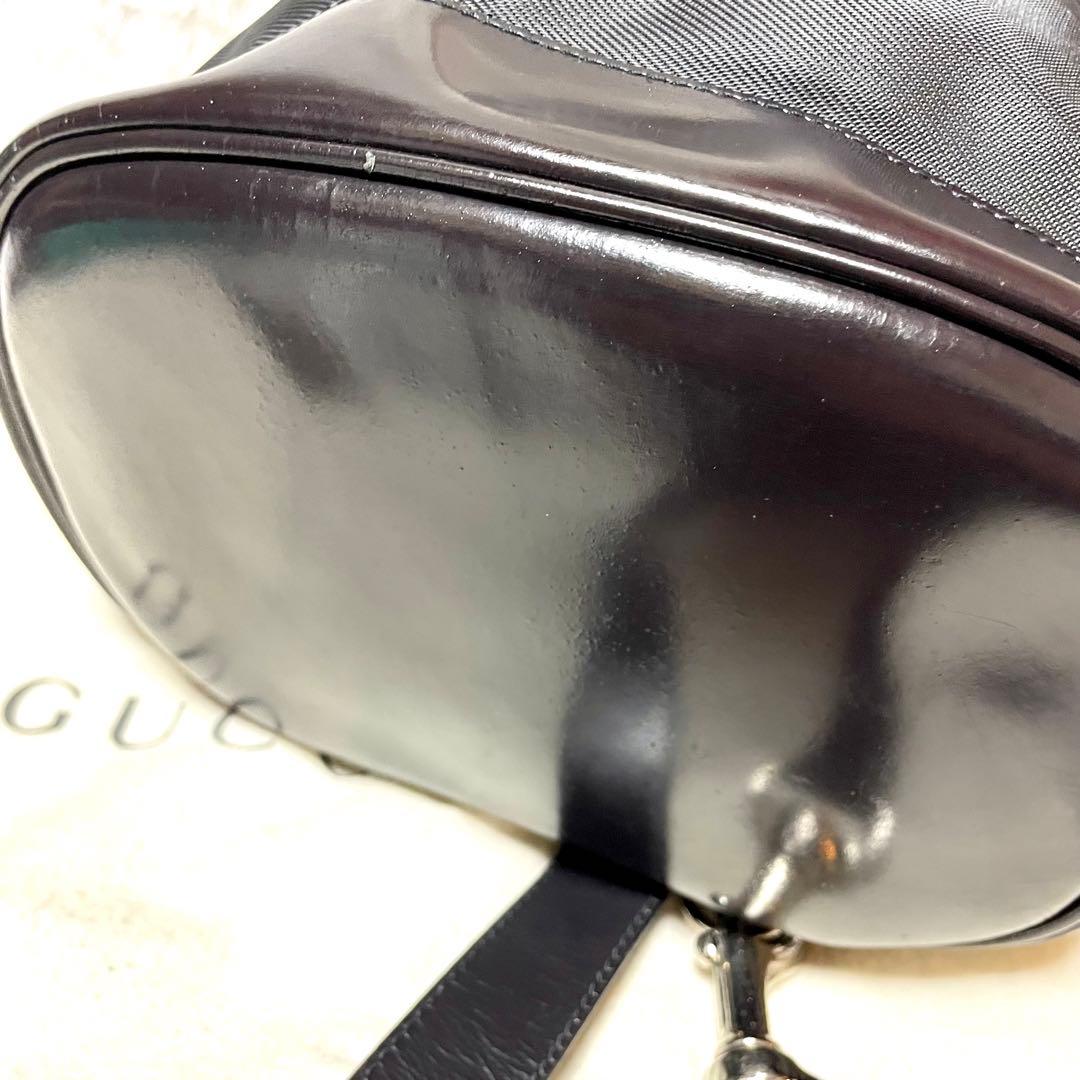 GUCCI バンブー ボディバッグ ワンショルダー 巾着 エナメル ナイロン