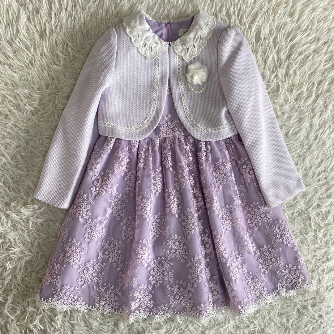 【美品】ショパン　フォーマル3点セット　ワンピース　ボレロ　パープル 120cm