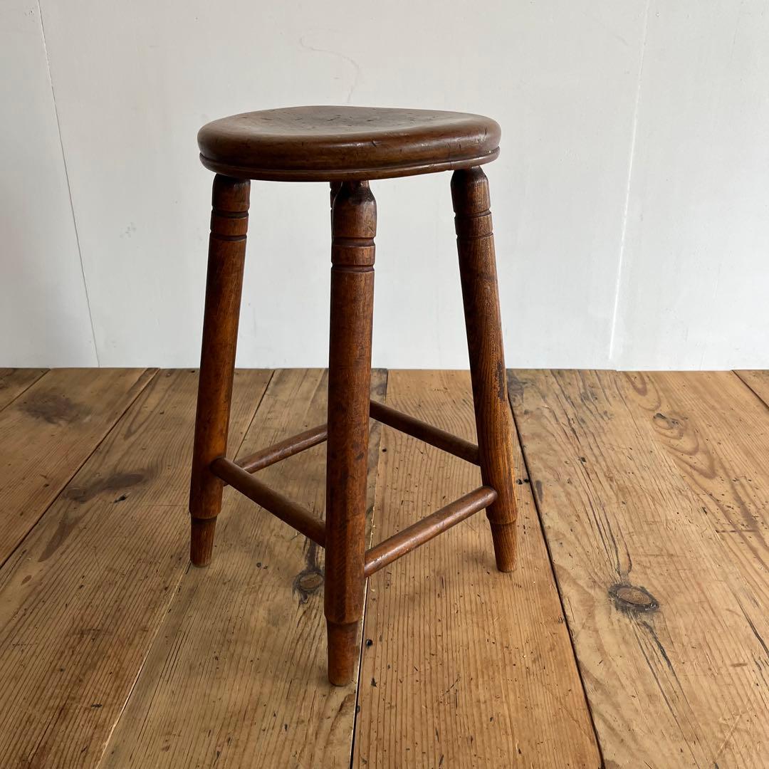 アンティーク スツール 椅子 無垢材 シャビー z858