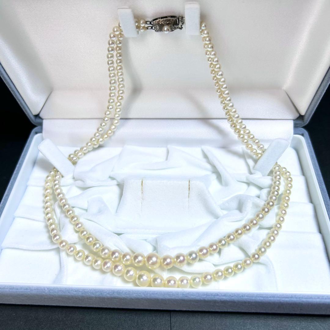 【高島屋✨美品】 あこや真珠 ネックレス グラデーション 2連 ベビーパール
