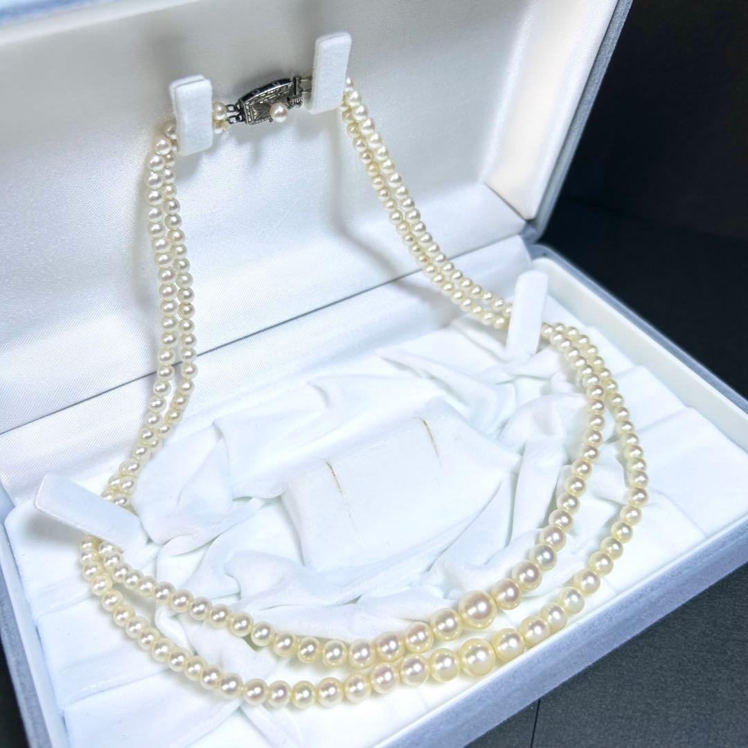 【高島屋✨美品】 あこや真珠 ネックレス グラデーション 2連 ベビーパール
