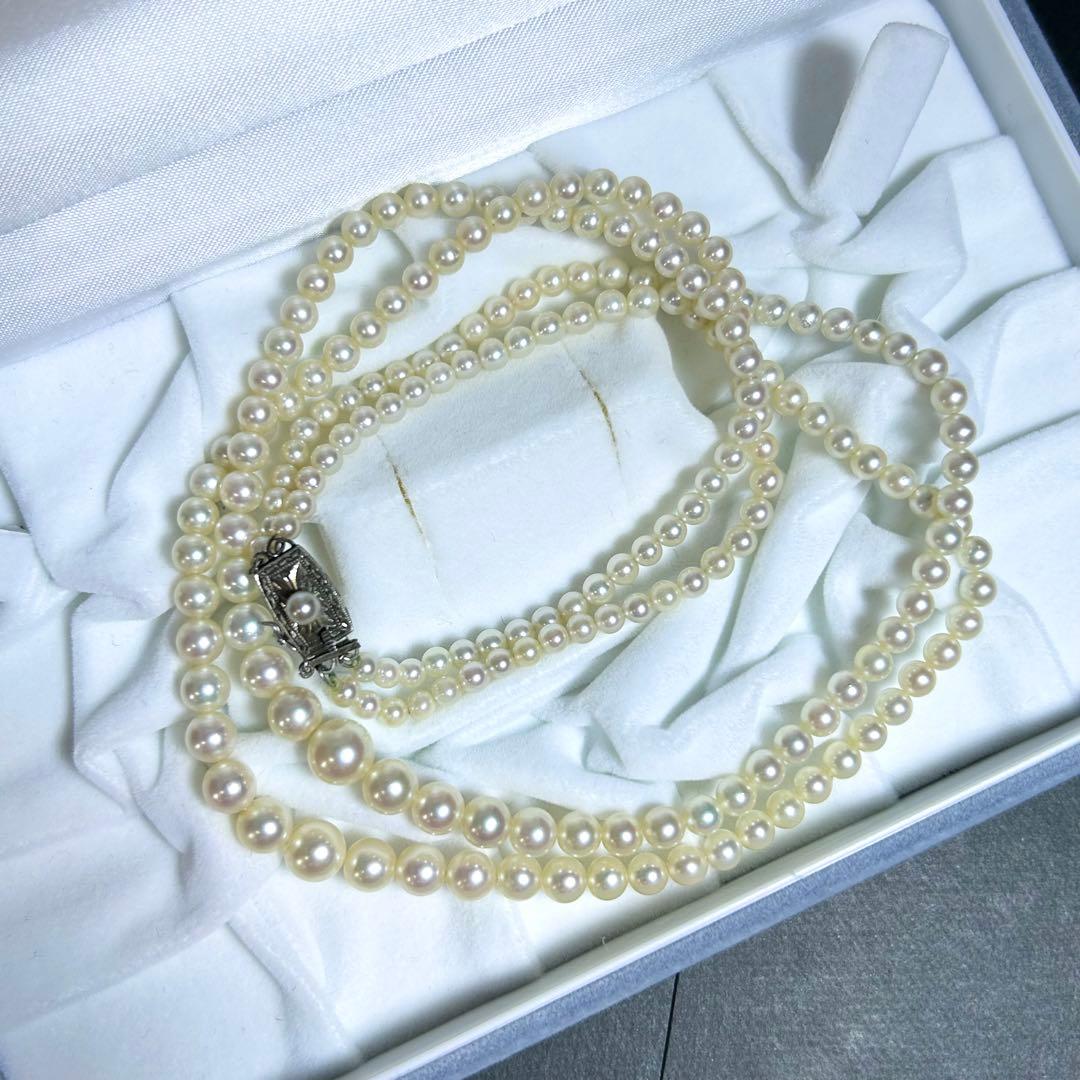 【高島屋✨美品】 あこや真珠 ネックレス グラデーション 2連 ベビーパール