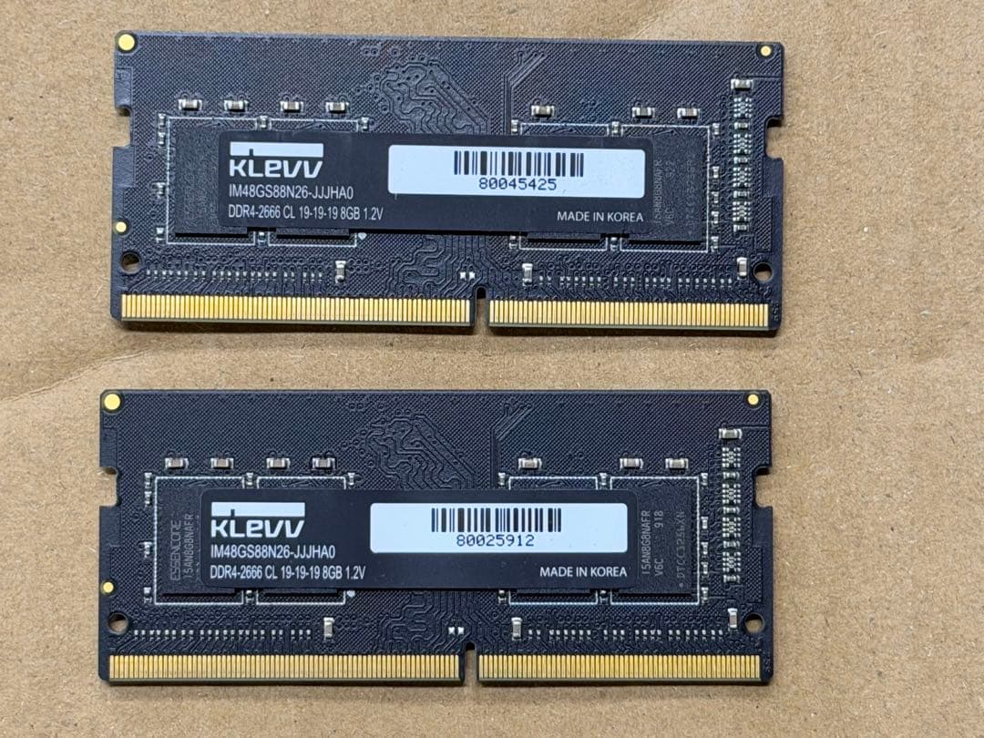 KLEVV DDR4-2666 8GB×2 16GB SO-DIMM メモリー