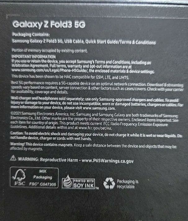 【ジャンク品】Galaxy z fold3 256GB ファントムブラック
