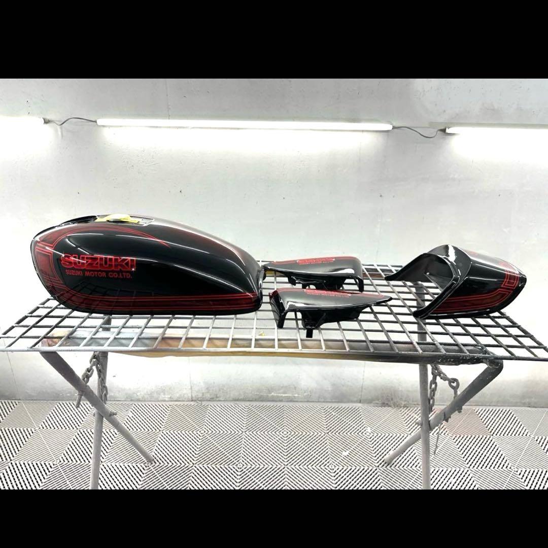 塗りたて！GS400外装セットE2ライン黒赤 ラップ塗装グラインダータトゥー