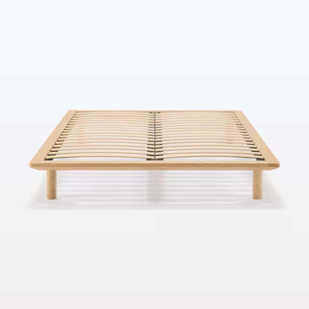 無印良品 オーク材 ダブルベッドフレーム ヘッドボード付 脚付　送料込み