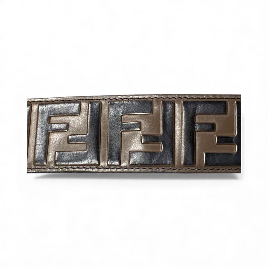 美品＊FENDI ストラップ・ユー・ミニ＊FFロゴ Zucca レザー 茶x黒